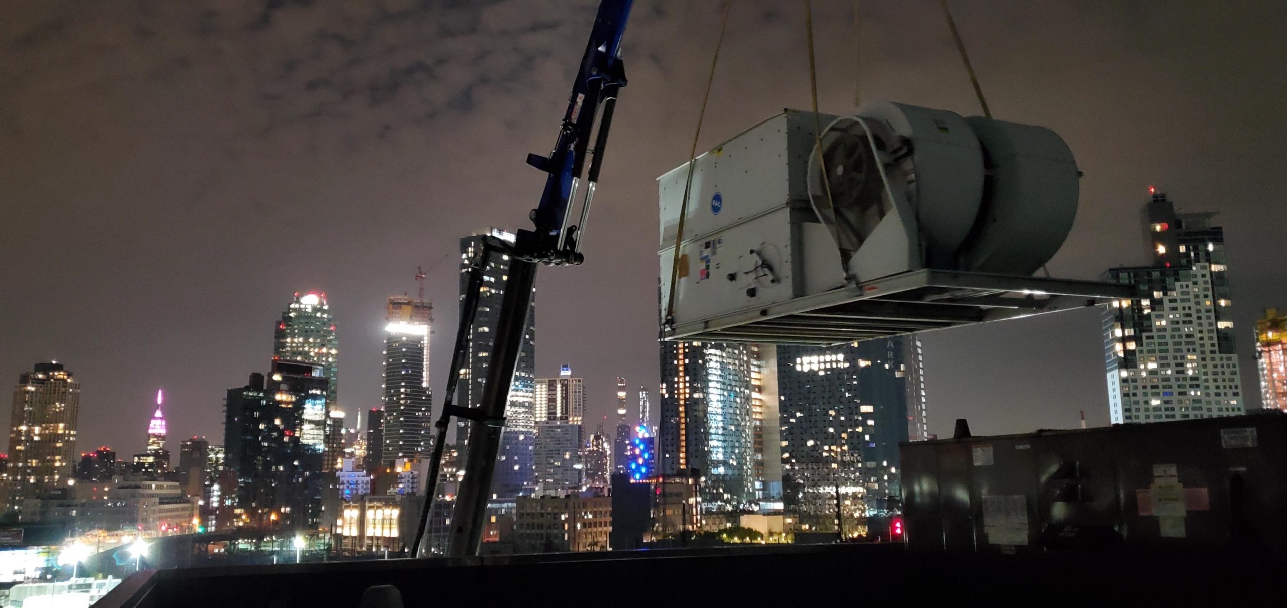 Thermal remediation equipment being moved in New York City.