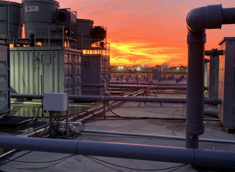 Zonsondergang boven een ERH-locatie in Indianapolis