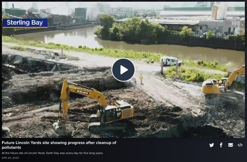 Сайт Future Lincoln Yards, показывающий прогресс после очистки TRS от загрязняющих веществ