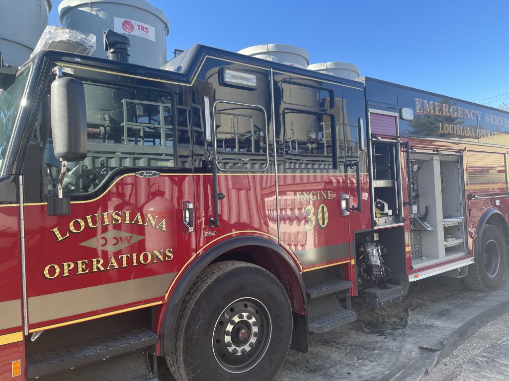 Nettoyage AFFF du camion de pompiers Dow Louisiana Operations