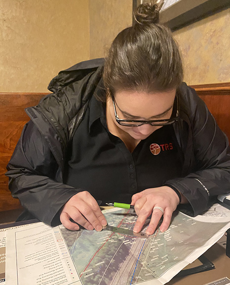 Michelle works through a potential conceptual design on the fly at a local diner while making a project site visit in Pennsylvania.
