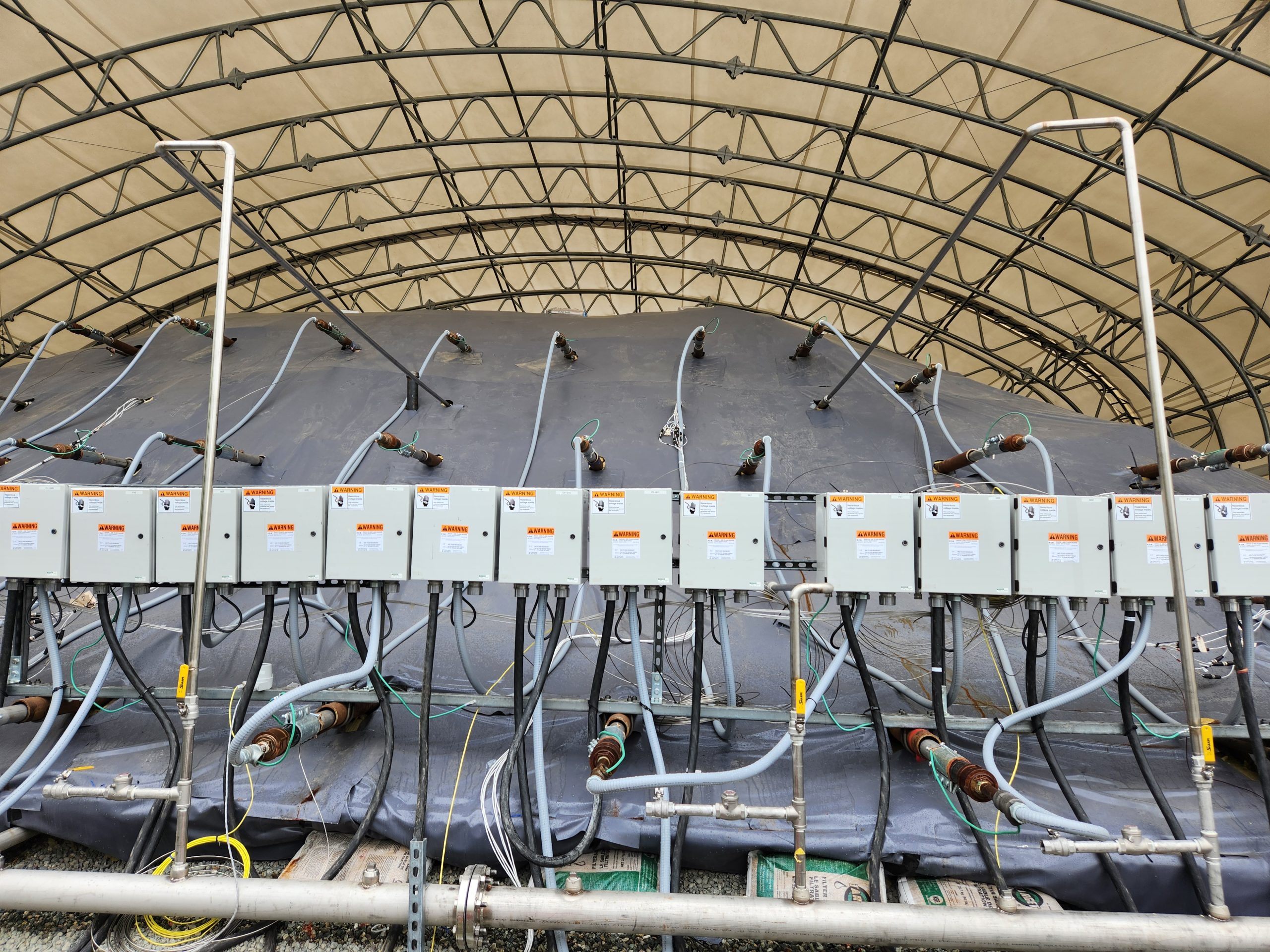 TRS installed heater wells horizontally to thermally desorb PFAS in a 2,000 cubic yard soil pile at Joint Base Elemendorf-Richardson.